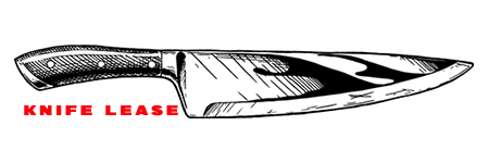 Knife lease logo black chef knife with red text